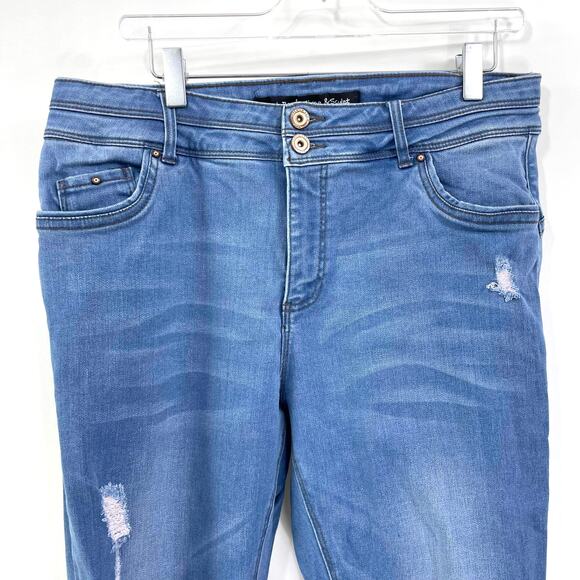 SIMPLY BE DENIM Blue Distressed Shape Sculpt Skinny Jeans - Picture 12 of 14